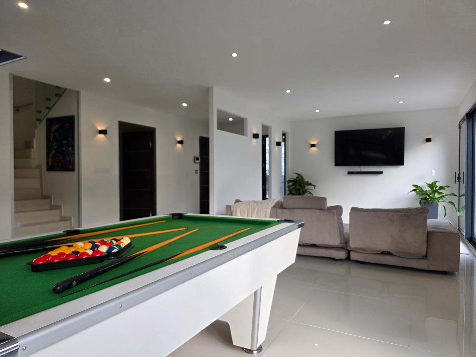 Salle de billard et TV
